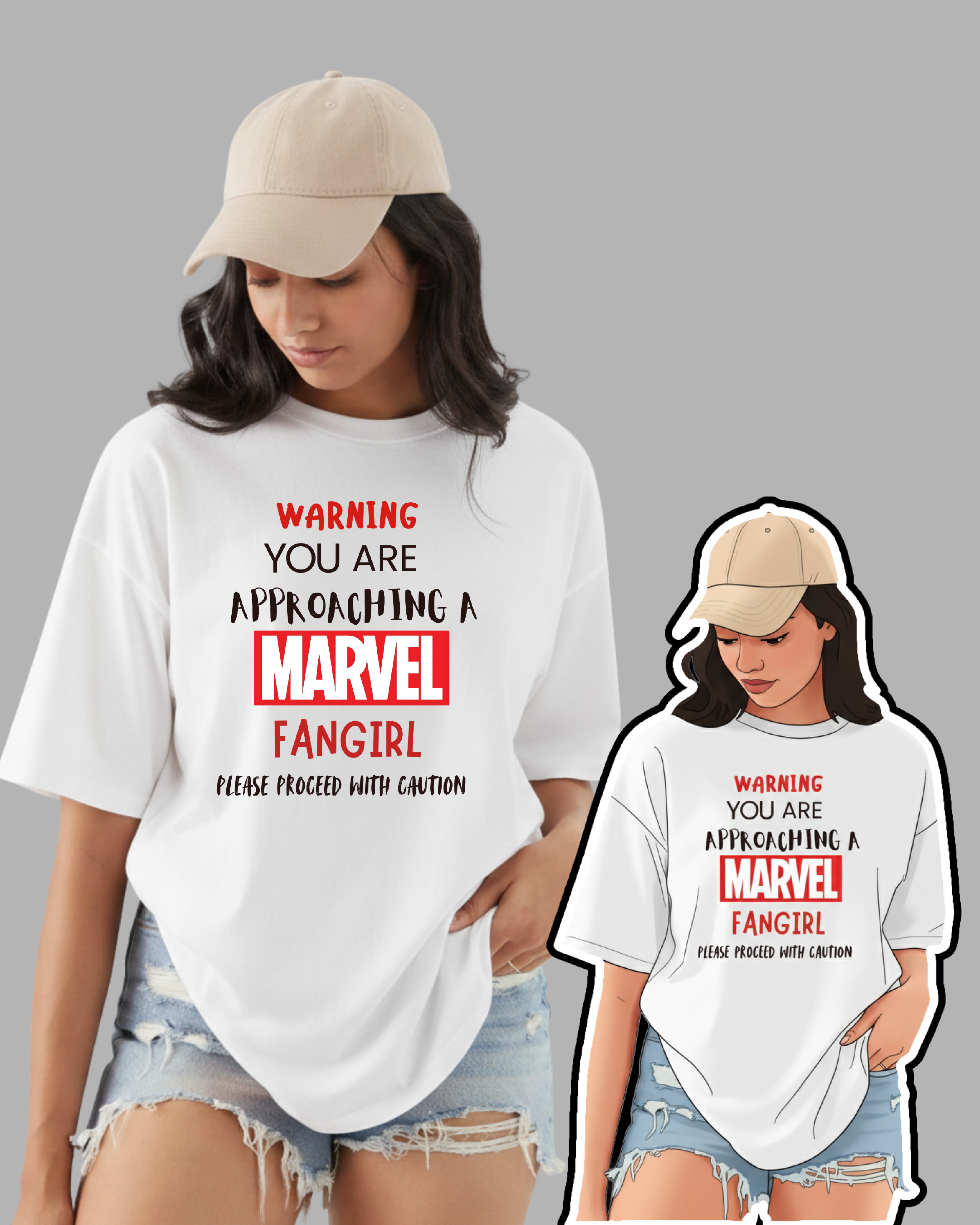 MARVEL FANGIRL WARNING| Unisex Oversized Standard T-Shirt
