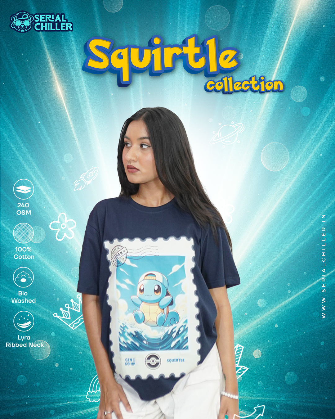 Pokemon Squirtle Stamp | Unisex Classic Crew T-Shirt
