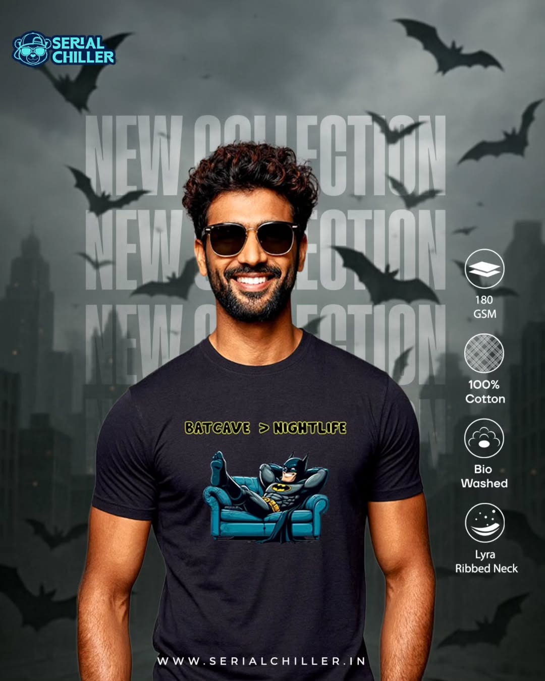 Batcave Over Nightlife | Men's Classic Crew T-Shirt